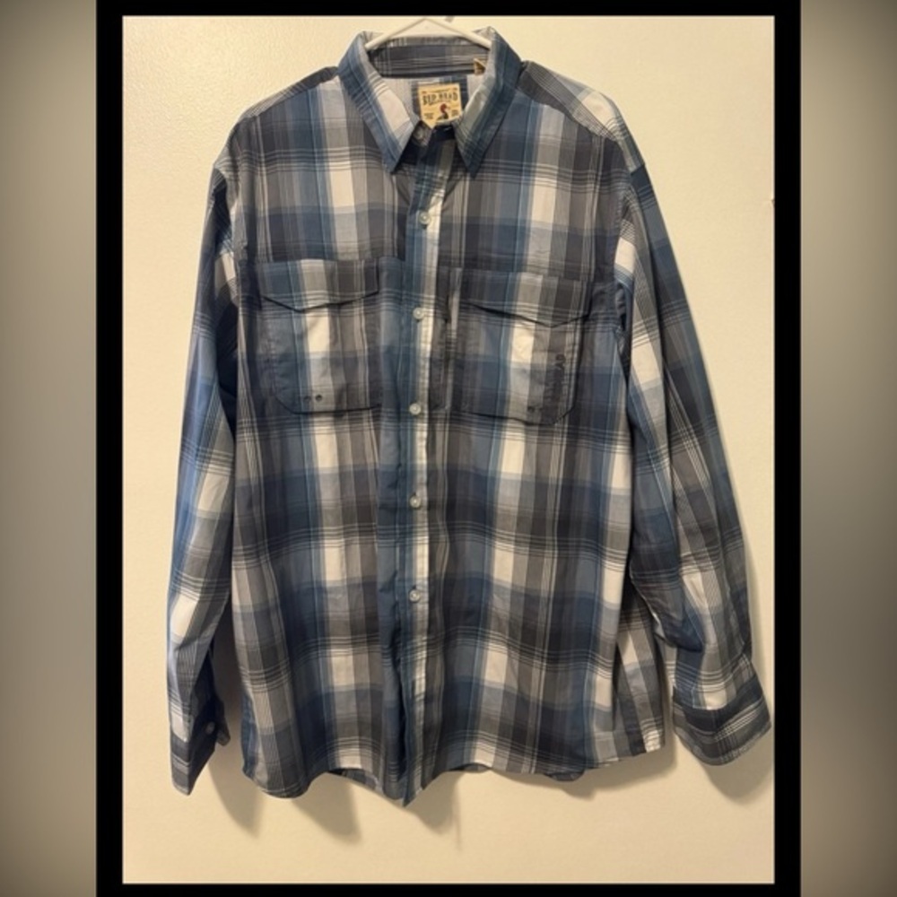 RedHead Blue and White Casual Button Down Shirt
